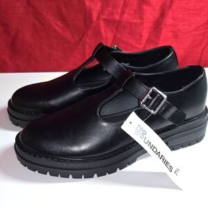 No Boundaries T-Strap Chunky Loafers - Black - Size 7.5 Women’s NWT